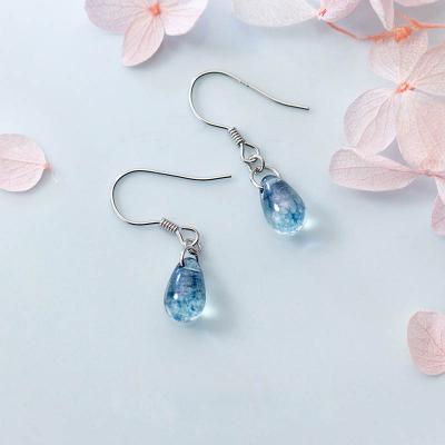 China SE104-873 Women's halo women's earrings temperament shorts ear jewelry fashionable literary blue drop-shaped earrings simple for sale