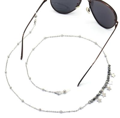 China SGL043 Stainless Steel Chain Stainless Steel Star Charms Glasses Holder Glasses Tie Chain With Nature Stone for sale