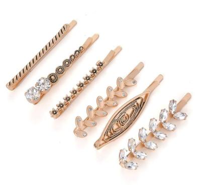 China H36-141 beautiful new simple style 6pcs one sets rhinestone girls hair pins metal for sale