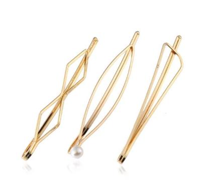 China H41-058 Gold Zinc Alloy Nice Pearl Metal Long Hair Clips Pretty for sale