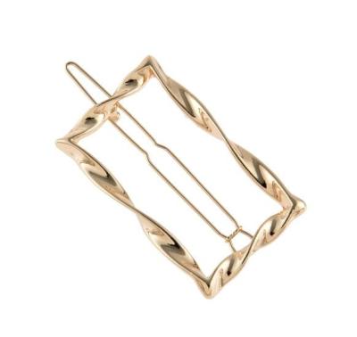 China H41-123 Zinc Alloy Gold And Silver Simple Twisted Oblong Shaped Hair Clips Metal Hair Ornament for sale