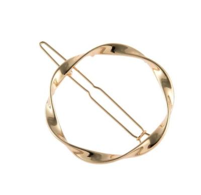 China H41-122 Zinc Alloy Gold And Silver Simple Twisted Round Charm Hair Clips Metal Hair Clamp for sale