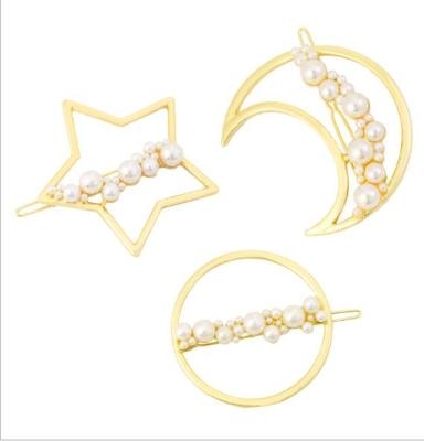 China H36-189 Simple Metal Pins Gold Pearl Star Zinc Alloy Moon Round Hair Accessories for sale