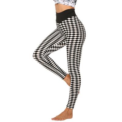 China Breathable Jacquard Gaiters Yoga Pants Sportswear Comfort Stretch Black And White Striped Fitness Pants for sale