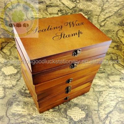 China Decoration Custom Flowers Designs Wooden Case Closing Wax Seal Gift Boxes / Custom Wax Seal Kit for sale