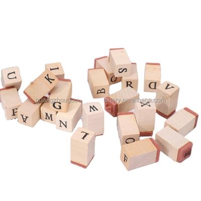 China Decoration A-Z Letter 0-9 Digital Combination Rubber Stamp Wooden Set for sale