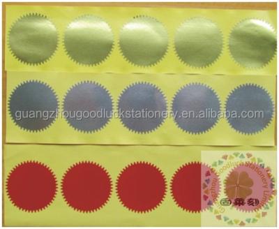 China Office 3 Colors Jagged Shiny Gold Foil Notary Seal & Seal Labels / Customembossing Sticker 45mm for sale