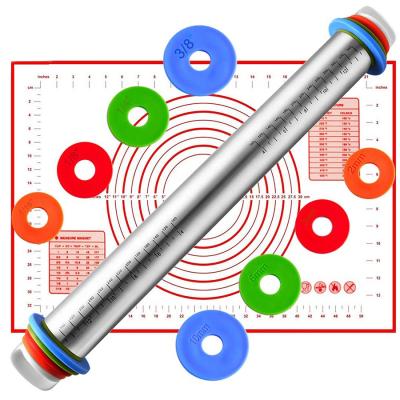 China Sustainable Silicone Pastry Mat With Gauge, Non-Stick And Non-Slip Rolling Baking Mat, Pin for sale