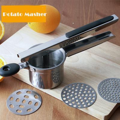 China Viable Professional Baby Food Crusher Stainless Steel Potato Crusher Potato Masher with Silicone Handle for sale