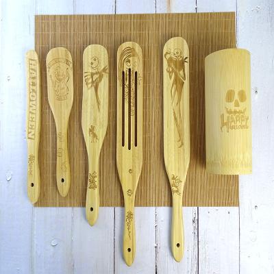 China Wholesale Viable Magic Cartoon Custom Bamboo Spatula 6 Piece Cut Out Kitchenware For Cooking Utensils for sale