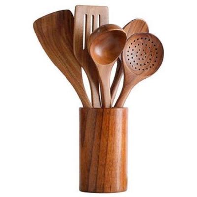 China Sustainable Wooden Kitchen Utensils Set For Cooking And Baking, Natural Teak Wood Utensil Set, Non Stick Kitchen Utensils Set for sale