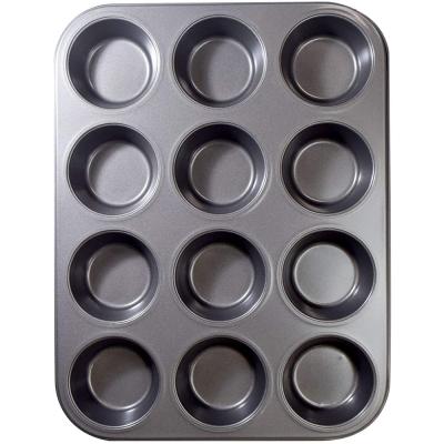 China Sustainable Bakeware 12-Cavity Non-Stick Cupcake Muffin Baking Pan - Square Cupcake Aluminum Tin for sale