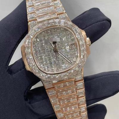 China Automatic Date Custom Hitters Flooed Luxury Moissanite Bussdown VVS Diamond Watch Wand for sale