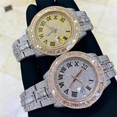 China Custom Auto Date VVS Moissanite Diamond Wrist Watch for Men for sale