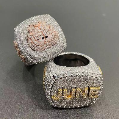 China High Quality Custom Genuine Hip Hop Jewelry VVS Wand Moissanite Champion Hip Hop Ring for sale