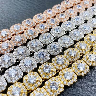 China Hiphop Top Selling 925 Sterling Silver VVS Lab Diamonds 8mm Studded Tennis Necklace Moissanite Chain for sale