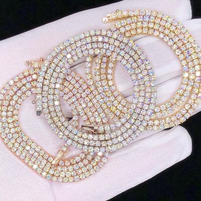 China Wholesale Price Hiphop Hip Hop VVS Moissanite 3M/4M/5M Sterling Silver Tennis Necklace Chain for sale