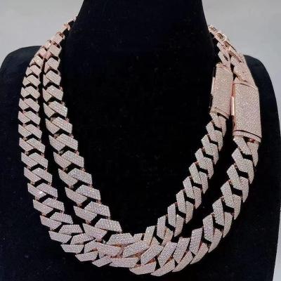 China Hiphop Hip Hop 18MM Iced Out Cut VVS1 Moissanite Diamond Link Chain Necklace from Sterling Silver Link Chain Round for sale