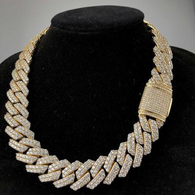 China New Hiphop Choker Cuban Link Chain Iced Out Hip Hop Diamond Necklace 925 Sterling Silver Chains Custom Gold Plated Jewelry Miami Hot for sale