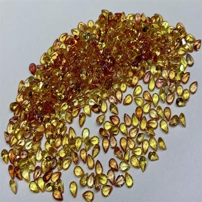 China No Factory Wholesale Natural Yellow Orange Sapphire Gemstone Pear Shape Diamond Rough Stone Loose Cut for sale