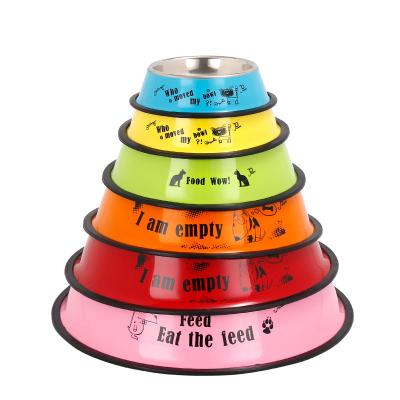 China Stainless Steel Non-Automatic Non-Slip Rubber Bottom Dog Bowl 30cm Multi Sizes To Choose for sale