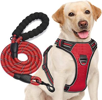 China Reflective Traction Dog Harness Oxford Adjustable Reflective Easy Control Medium Large Dog Harness for sale