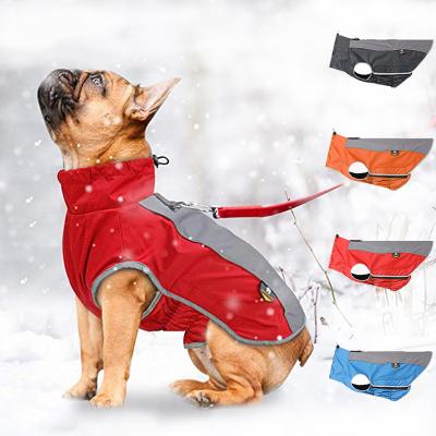 China Stocked Reflective Pet Clothes Fleece Lined Coat Durable Dog Rain Jacket for sale