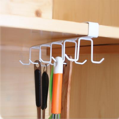 China Sustainable Hanging Cup Cabinet / Kitchen Storage Rack Iron Hooks With White Painting for sale