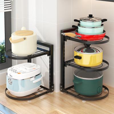 China Viable Multi-Layer Kitchen Corner Pot Shelves and Pan Organizer Shelf Pot Lid Racks Rack Countertop and Cookware Cabinet for sale