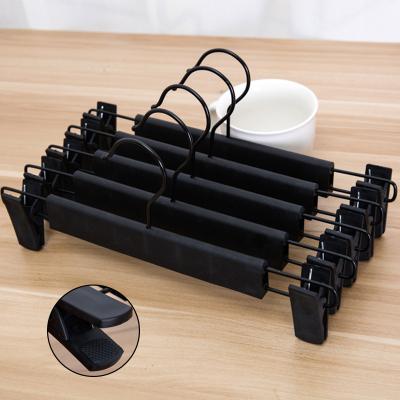 China Eco - Friendly Plastic Pants Hanger With Clip 30CM Length Black Color for sale