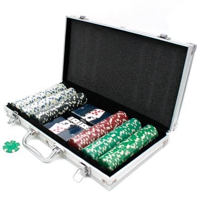 China Casino Gambling 300 Pieces Custom Poker Chips 2 Pcs Plastic Dice Playing Cards 5 Aluminum Box Set Luxury ABS for sale