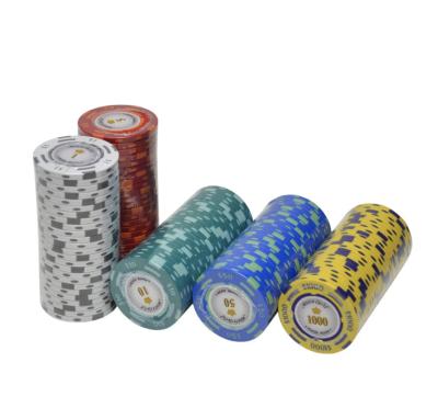 China Casino Gambling Logo Printing Multi-colors 14G Casino Customized Metal Clay Poker Chips for sale