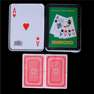 China High Quality PVC Plastic Plastic Double Poker Card Game Pack With Tin Box for sale