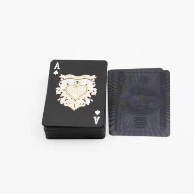 China Plastic A Deck of Playing Cards 2 Styles Plastic with Gold Laminate Washable Creative Black and Gold Waterproof Magic Cards for sale