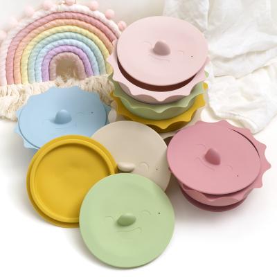 China New Supplies Minimalist Cute Baby Kids Silicone Bowl with Lid Silicone Material 100% Durable Baby Silicone Tableware for sale