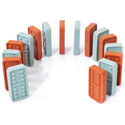 China Silicone Stunning Kindergarten Newborn Silicone Montessori Dominoes Safe Edible Non-Toxic Children's Toys for sale