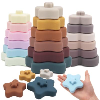 China Silicone New Design Baby Teether Star Stack Molar Toy Is Suitable For Exercise Baby Silicone Sensory Puzzle for sale