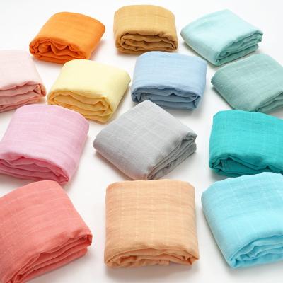 China Custom Wearable Cotton 60*60 Bamboo Plain Baby Bibs White Print Baby Muslin Wrap Blankets for sale