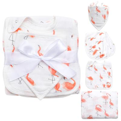 China Lovely Breathable Muslin Wrap Blankets Burb Cloth Bib Set Cotton Baby Blanket for sale