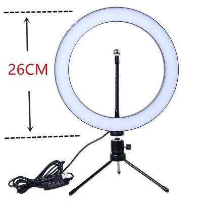 中国 Alloy+ Dimmable Plastic Aluminum Ring LED Ring Light Photo Phone Video Camera Light Lamp With Tripods Selfie Stick Ring Fill Light 10 Inch 販売のため