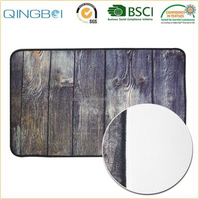 China Plain Printed Full Overlocked Wood Grain Pattern Floor Mat for sale