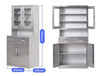 China Anti - Rust Lockable Steel Storage Cabinets , Lockable Steel Cupboard With Glass Door for sale