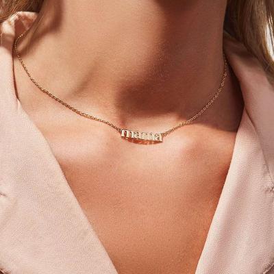 China 2021 Eco-Friendly Delicate Gold Plated Jewelry Customied Mother's Day Gift Letter Mum Necklace Stainless Steel for sale