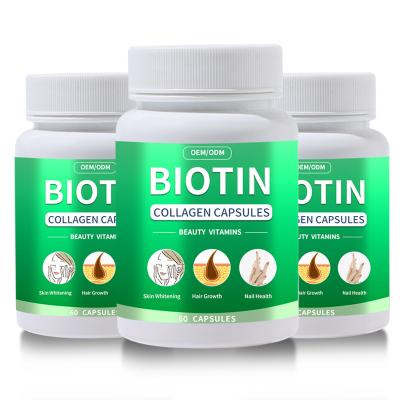 China Skin Whitening Factory Wholesale Hair Vitamins Biotin Capsules Skin Beauty Hair Biotin Collagen Capsule for sale