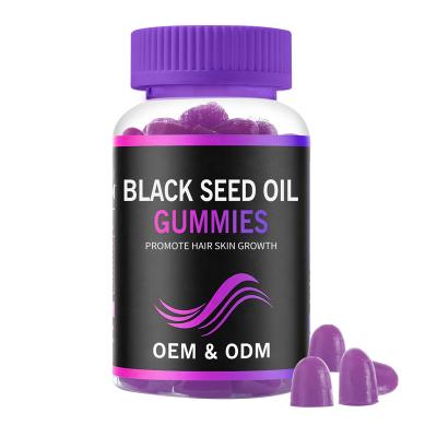 China Promote Black Gummy Skin Hair Growth Gummies Oil Hair Skin Growth Seeds Support Heart-Healthy Metabolism Black Seed Oil for sale