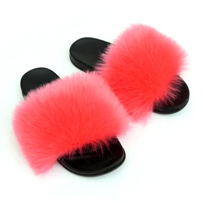 China 2021 fashion trend new faux fur parent-child plush home slippers fox fur slippers and winter slippers wholesale for sale