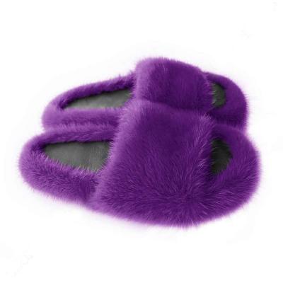 China Fashion trend fashion and luxury fur slipper wholesale soft mink fur slippers for sale