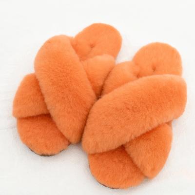 China Fashion Trend Fur Luxury Home Slippers Customized Natural Sheepskin Home Slippers for sale