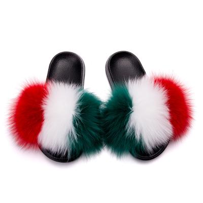 China Fashion Trend Big CC Logo Faux Fur Slipper Slippers for sale