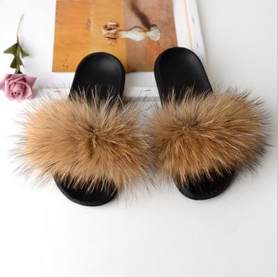 China Fashion Trend Fur Flip Flop Slippers Faux Ball for sale